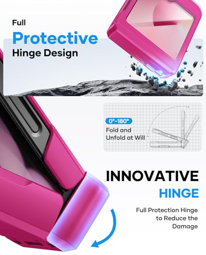 Image of ASAFCASE for Samsung Galaxy Z Flip 5 Case with Card Holder (3 Cards), Pink | Hinge Protection, Outer Screen Protector, Shockproof Rugged Full Body Protective Cover Wallet Case for Galaxy Z Flip 5