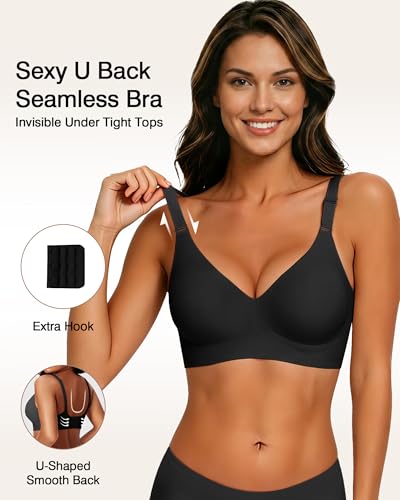Image of Wireless Bras for Women Jelly No Underwire Push Up Seamless Comfort Full Coverage Supportive Soft Everyday Tshirt Bra