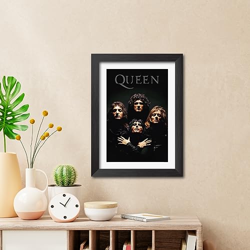 Image of inspire TA Queen Rock band Framed Poster Vintage Music Band Painting Wall Frames, Laminated Poster With Black Frames (12 X 9 INCH) (Queen Poster)