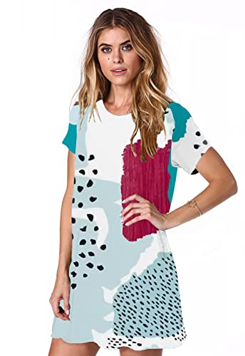 Image of Alaster Women's Casual Summer T Shirt Dress Loose Short Sleeve Tunic Dress with Pocket for Women