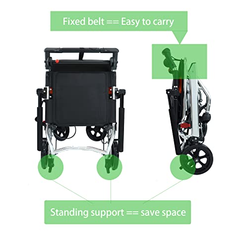 Portable Folding Wheelchair, Travel Wheelchair With Handbrake, Ultra-Light Wheelchair For The Elderly And Children (With Bag)… #TOP3