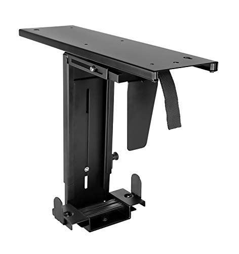 Mount-It! CPU Desk Mount | Adjustable Under Desk Computer Mount with Anti-Theft Screw, CPU Holder with Sliding Track and 360 Deg Swivel for Desktop Computer Towers, 22 Lb Load Capacity