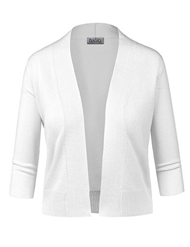 BIADANI Women Classic 3/4 Sleeve Crop Cardigan