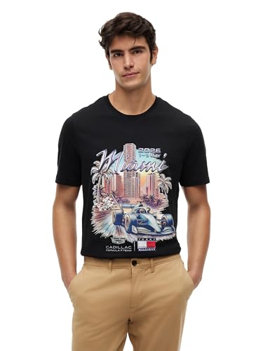 Tommy Hilfiger Men's F1 Short Sleeve Miami Graphic Tee, Black XX-Large