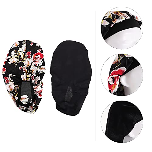FRCOLOR 2Pcs Longo Gorro De Cetim Dormir Elástica Larga Banda Chapéu Gorro De Cetim Noite Dormindo p
