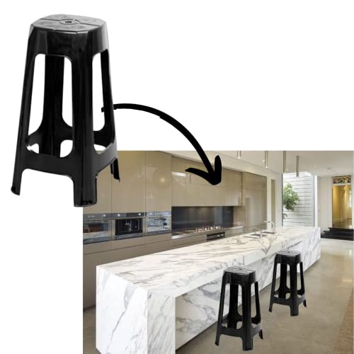 4 Banquetas Plástica Alta Para Balcão Cozinha Área De Lazer (Preta)