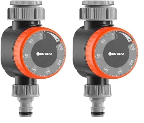 Gardena Bewässerungsuhr: Automatische Zeitschaltuhr für Wasserhähne 26,5 mm (G 3/4) oder 33,3 mm (G1), Flexible Bewässerungsdauer (5-120 min), leichtes Anschließen Dank Schnellstecksystem (1169-20)
