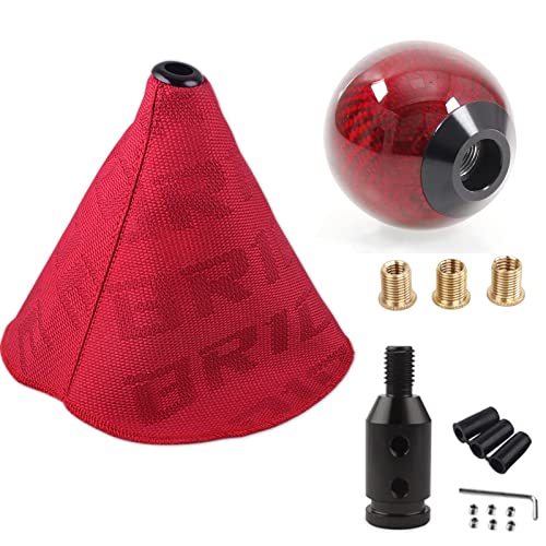 Fabric Shift Boot With Round Ball Carbon Fiber Shift Knob,Universal Shift Boot Cover With Weighted Shift Knob (Style 7) #TOP14