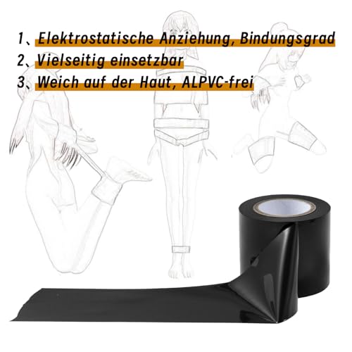 YUZHO Bondage Non-Glue Static Tape 16m Multi-Funktions-BDSM Bondage Paar Paar Erotik Geschenk schwarz