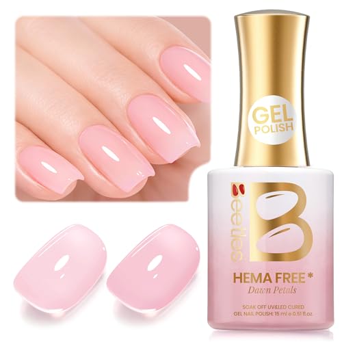 Image of Beetles Dawn Petals Nude Pink Gel Polish - 15ML Full Size Neutral Jelly Nail Polish Base Color Nail Concealer Sheer Translucent Soak Off UV French Nail Art Salon DIY Manicure Gifts