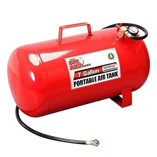 BIG RED T88007 Torin Portable Horizontal Air Tank with 36" Hose, 7 Gallon Capacity, Red by BIG RED - Used condition - US$59.60