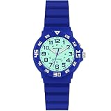 Kids Analog Watch with Light for Boys Girls Waterproof Time Teaching Watches with Soft Band Learning Time Wrist Watch Easy to Read for Children Great Gifts (Blue)