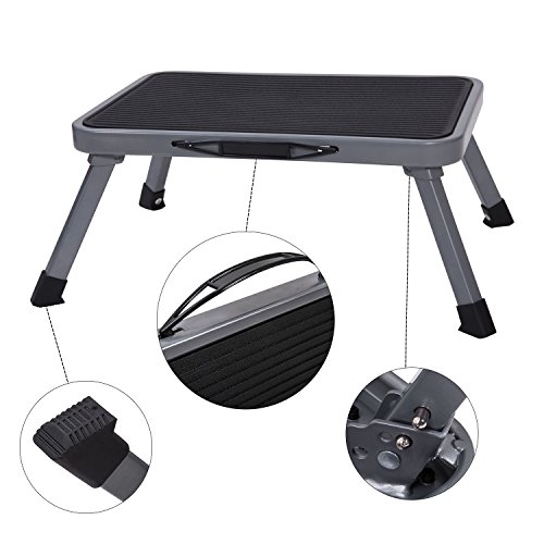 Ollieroo Step Stool Portable Lightweight Folding Steel Step Ladder with Non Skid Rubber Platform One Step 330-Pound Capacity