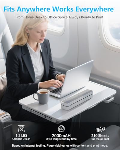 Image of PRT MT610 Inkless Portable Printer Wireless Thermal Mobile Printers with Carry Case & 200 Sheets Paper, Supports 8.5 inchx11 inch US Letter & A4, Bluetooth Travel Printer for Laptop, iOS & Android, Grey