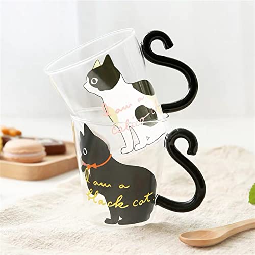 Chá bonito do copo de vidro do copo de vidro do gato Chá do leite de café caneca Cocktail Vidros de