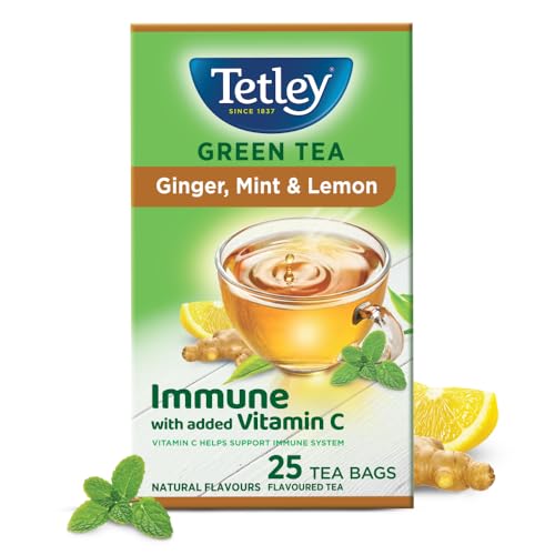 Image of Tetley Green Tea Bags, Ginger Mint Lemon, 25 Tea Bags