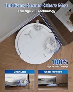 ECOVACS DEEBOT T50 PRO OMNI Robot Vacuum and Mop,Extend Side Brush and Mop, 15,000Pa, AIVI 3D 3.0, Auto Cleaning Solution Adding, 75℃ Hot Water Mop Washing, Hot Air-Drying, Ultra-thin 81mm, White
