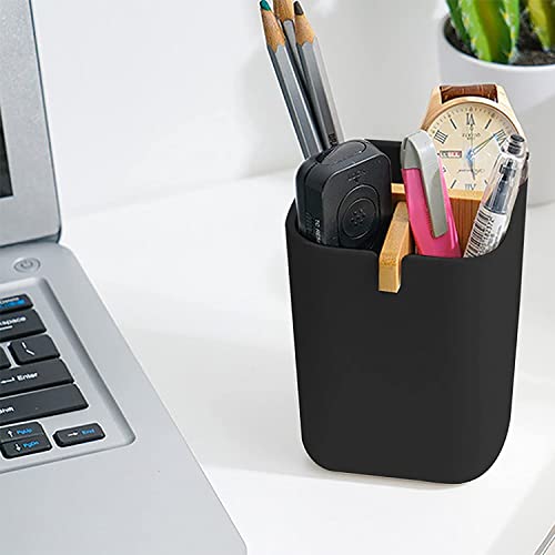 Bamboo Toothbrush Holder Cup For Bathroom With 4 Detachable Compartments, Multifonctional Countertop Stand Organizer For Kitchen Utensils Office Supplies Pen Toothpaste (Black) #TOP1