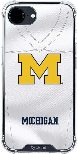 Skinit Clear Phone Case Compatible with iPhone 16e - Officially Licensed University of Michigan White Jersey Design