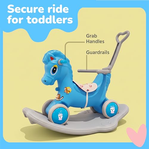 Image of Lifelong 3-in-1 Horse Ride On for Kids 1-5 Years | Balance, Rock & Ride Modes with Safety Belt & Backrest | Parental Handle, Wide Anti-Slip Base | Non-Toxic PE Body Toy (LLCRK02)