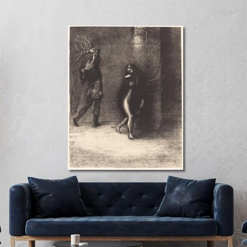 Tableau Odilon Redon Saint-Antoine toile imprimée cadre 100x80 - 4
