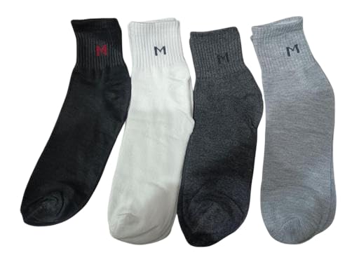 Premium Men's Cotton Socks Pack of 4 Pair | Comfortable Solid Ankle Socks Multi free size-picture-20
