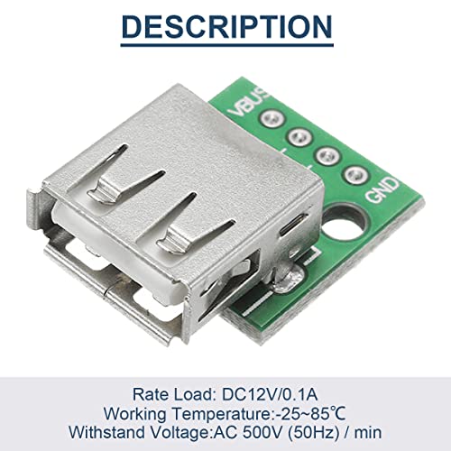 DAOKAI 10 Stück USB Typ A Buchse auf DIP Adapter 2,54 mm 4 Pin USB 2.0 Typ A Buchse auf DIP Konverter Breakout Board für DIY Netzteil mit 40 Pin Header