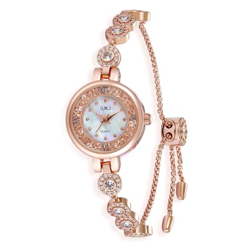 O.M.J Rose Gold Dial With Birthstone Crystals