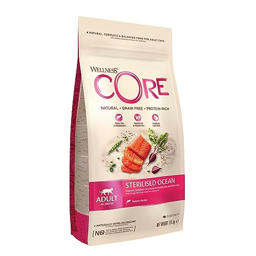 Wellness CORE Sterilised Ocean, Lachs & Thunfisch, 1,75 kg, Premium Katzenfutter trocken für sterilisierte Katzen, ohne Zuckerzusatz, getreidefrei, mit hohem Fleischanteil, fördert ein glänzendes Fell