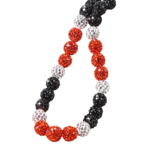 Awaydol Baseball Beaded Necklace for Men,Baseball Necklace Gifts,Diamond Rhinestone Discoball bead necklace,Chain Necklace Gifts for Baseball Player Team Lovers(Orange/Black/White, 18 inches)
