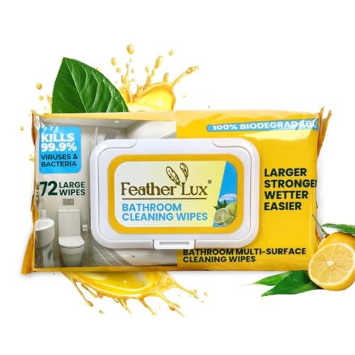 Bathroom Cleaning Wipes 72 Pack, Lemon Scent, Multi-Surface Antibacterial Wipes