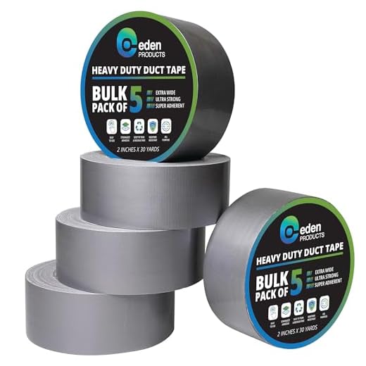 EdenProducts Duct Tape Heavy Duty Waterproof Bulk 5 Pack, Strong Industrial Max Strength Gray Tape Multi Roll Pack, Silver 30 Yards x 2 Inches, Indoor & Outdoor Use, No Residue, Tear by Hand