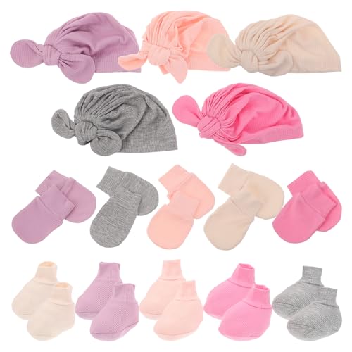 Toyvian 1 Set Baby Mittens: Baby Essentials Set Newborn Hat Mittens And Socks - Comfortable Anti-Scratch Cotton Gloves Caps For Boys Girls Infant