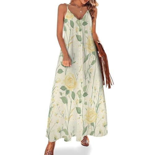 hojeooo Forest Fresh Rose Maxi Dresses Summer Beach Vacation Casual