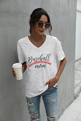 Baseball Mom T-Shirt Women Letter Print Funny Baseball Graphic Tees Tops Short Sleeve Casual Tee2
