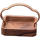 Bandeja de madera de nogal estilo chino con compartimentos espaciosos y asas ergonómicas para té, pasteles, frutos secos, aperitivos de frutas en casa y fiesta (A)