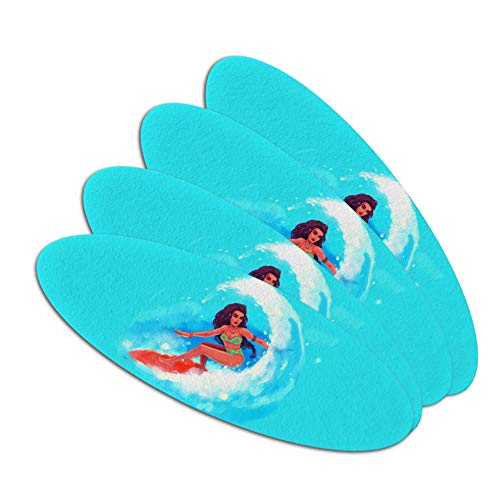 Surfer Girl Surfing On Wave With Surfboard Double-Sided Oval Nail File Emery Board Set 4 Pack
