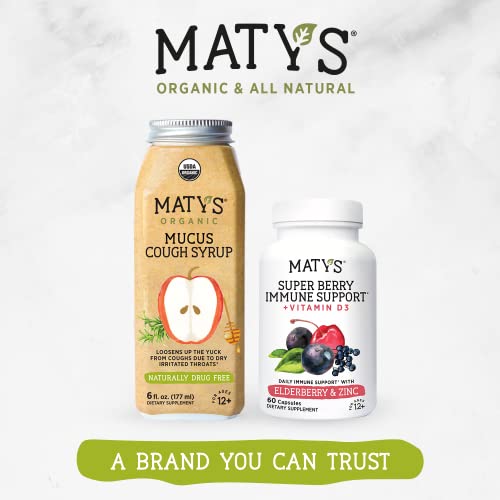 Matys Organic & Natural Cough & Immune Support Bundle: Usda Organic Mucus Cough Syrup (6 Fl. Oz.) And Super Berry Immune Support Capsules (60 Caps) For Daily Immune Support #TOP5