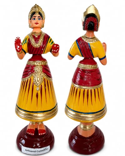 Image of 12 Inch Kondapalli Toys for Home Decor - Kondapalli Bommalu - Thanjavur Dolls - Paper Mache Dancing Doll