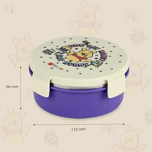 Image of CELLO Kidzbee Pluto Hunny Bear Insulated Kids Lunch Box, Off White | Silicone Food-Grade Seal Lid | 3D Touch & Feel Designs Tiffin | Leak Proof & Secure 4 Sided Click Locks | Ideal for School & Picnic