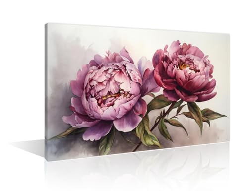 Lienzo de peonías rosas de 12" para decorar y dar vida a tu sala de estar
