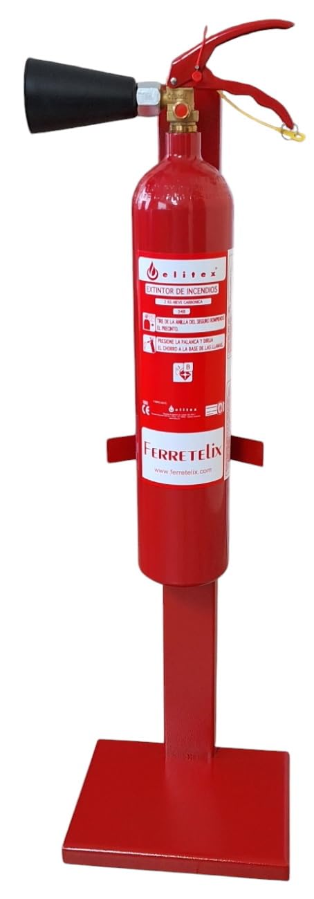 FERRETELIX® Supporto a pedale estintore 6 kg ABC e 2 kg CO2 compatibile con i due tipi di attacco a parete