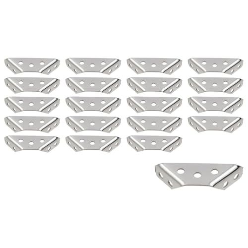 LC LICTOP Corner Braces for Woodworking, Multifunctional Stainless Steel Corner Brackets Shelf Support Furniture Repair Caibnet Fixing Hardware Wood Board Connectors, 2.5 Inch 20Pcs
