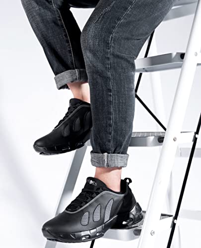 Larnmern Men Non Slip Work Shoes Slip Resistant Walking Sneakers Kitchen Chef Food Service Shoe Restaurant Waterproof Air Cushion(9 Men, Black) #TOP5