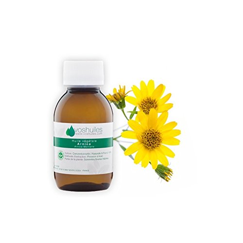 Huile Végétale de Fleurs d’Arnica - 100% Pure et Naturelle - Utilisation par Voie Cutanée - Arnica Montana - Macérât de Fleurs - Idéal pour Préparation et Récupération Sportives - 100 ml - VOSHUILES