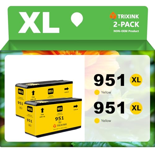 TRIXINK 951XL Ink Cartridges Combo Pack (2 Yellow) for HP OfficeJet Pro 8600, 8610, 8620 – High Yield HP 950 951 Ink Cartridges Combo Pack (2 Yellow) for Reliable Printing