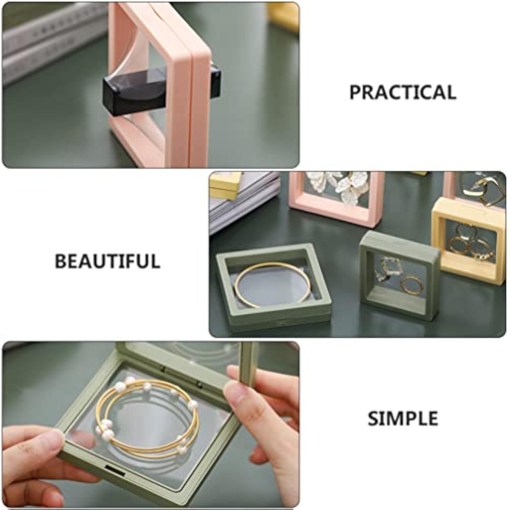 3Pcs 3D Floating Frames Transparent Coin Display Holder