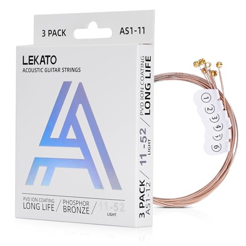 Cordes guitare acoustique revêtues LEKATO AS1-11 au spectre tonal riche et tirant extra light 09-42