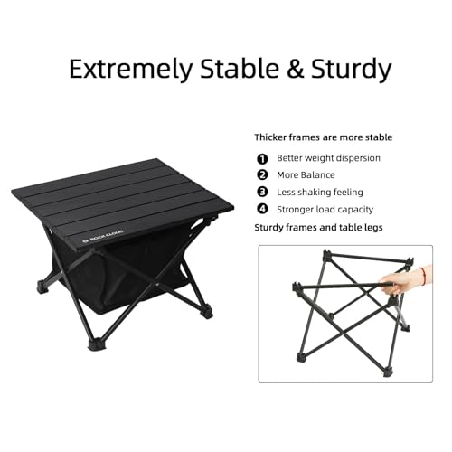 ROCK CLOUD Upgraded Portable Camping Table Ultralight Aluminum Camp Table Folding Beach Table with Storage Bag for Camping Hiking Backpacking Outdoor Picnic - Image 4