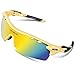 RIVBOS 801 Polarized Sports Sunglasses Sun Glasses with 5 Interchangeable Lenses for Men Women Baseball Cycling Runing
